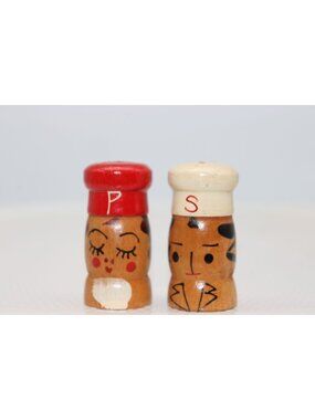 Salt & Pepper Shakers - Wooden Chefs Shakers